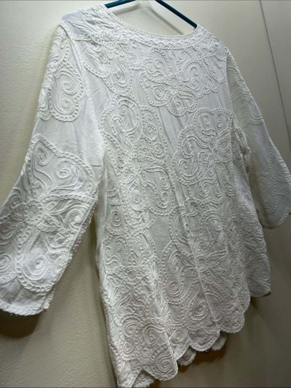 Chico's White Embroidered Scoop-Neck Blouse - Picture 8 of 11